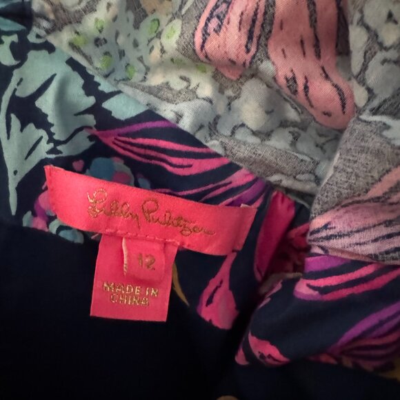 Lilly Pulitzer Morena Short-Sleeve Romper Aegean Navy Calypso Coast Size 12 - Picture 5 of 6